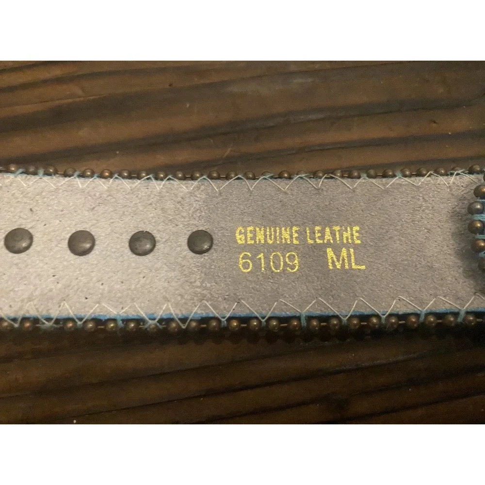 Ladies Western Turquoise Cross Leather Belt with Rhinestones Size M/L